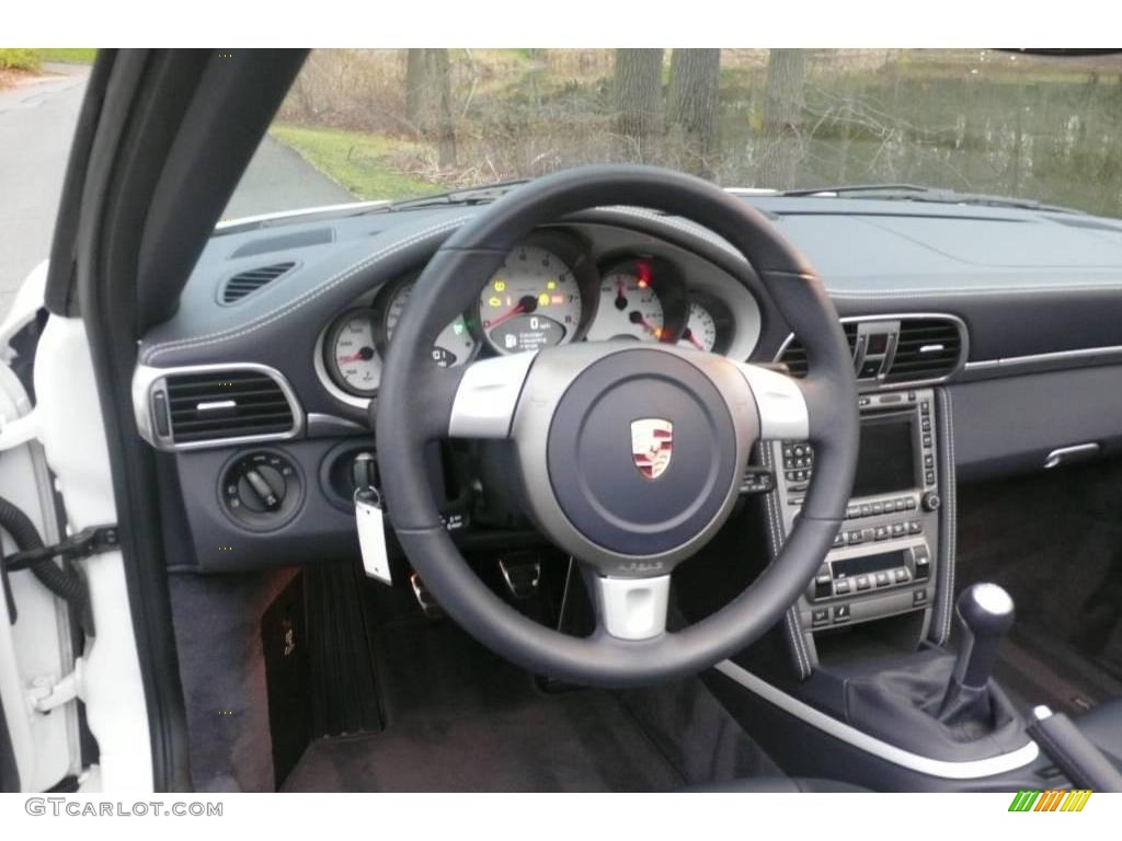 2008 Porsche 911 Carrera S Cabriolet Sea Blue Steering Wheel Photo #22809465
