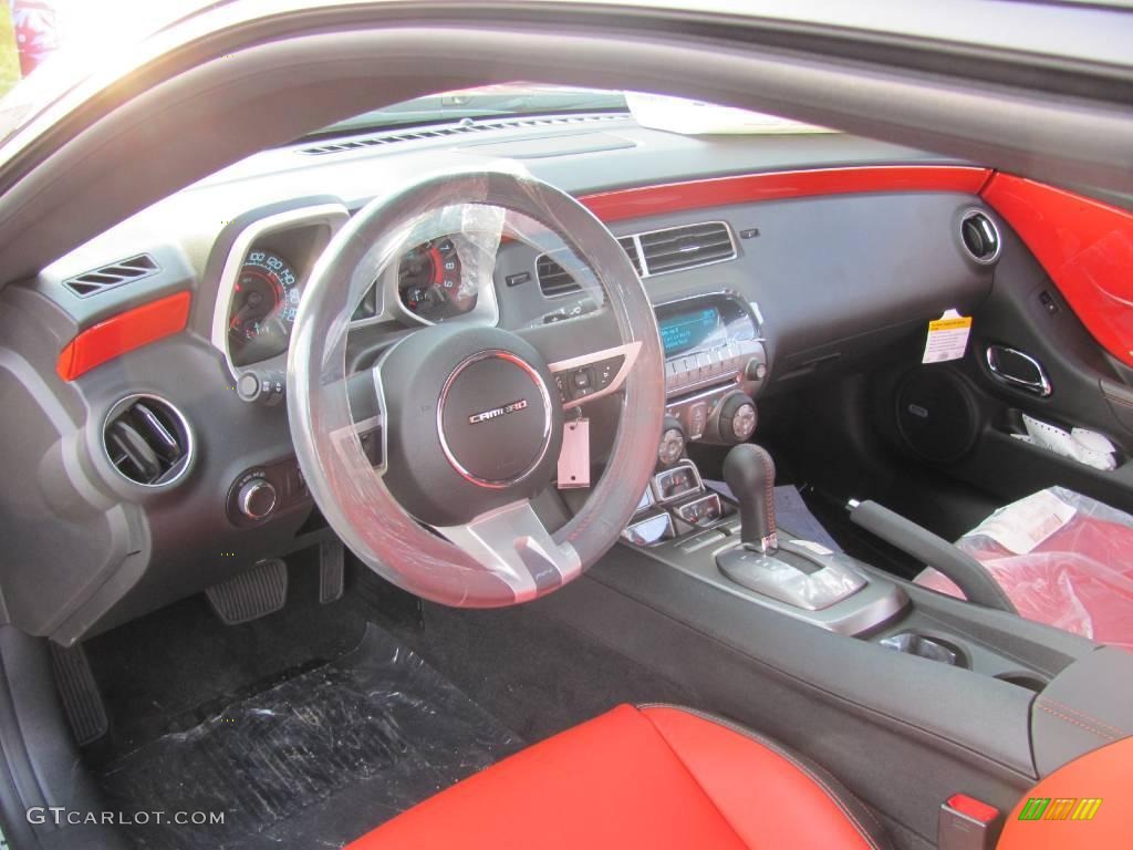 2010 Camaro SS/RS Coupe - Black / Black/Inferno Orange photo #16