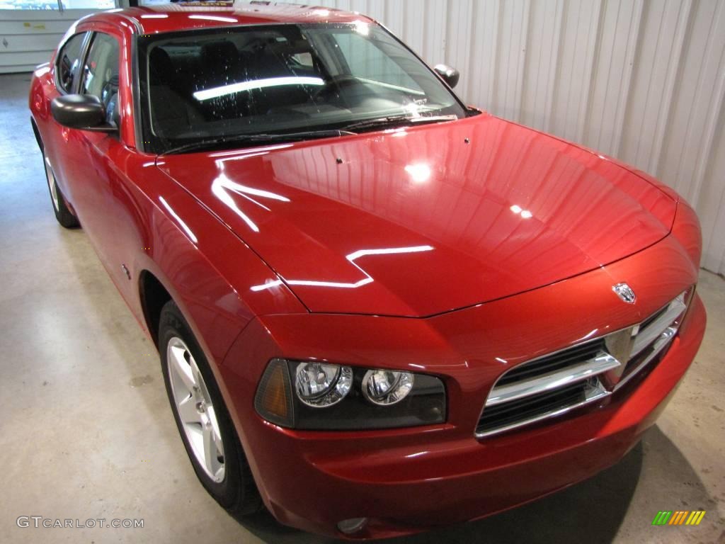 2009 Charger SXT - Inferno Red Crystal Pearl / Dark Slate Gray photo #1