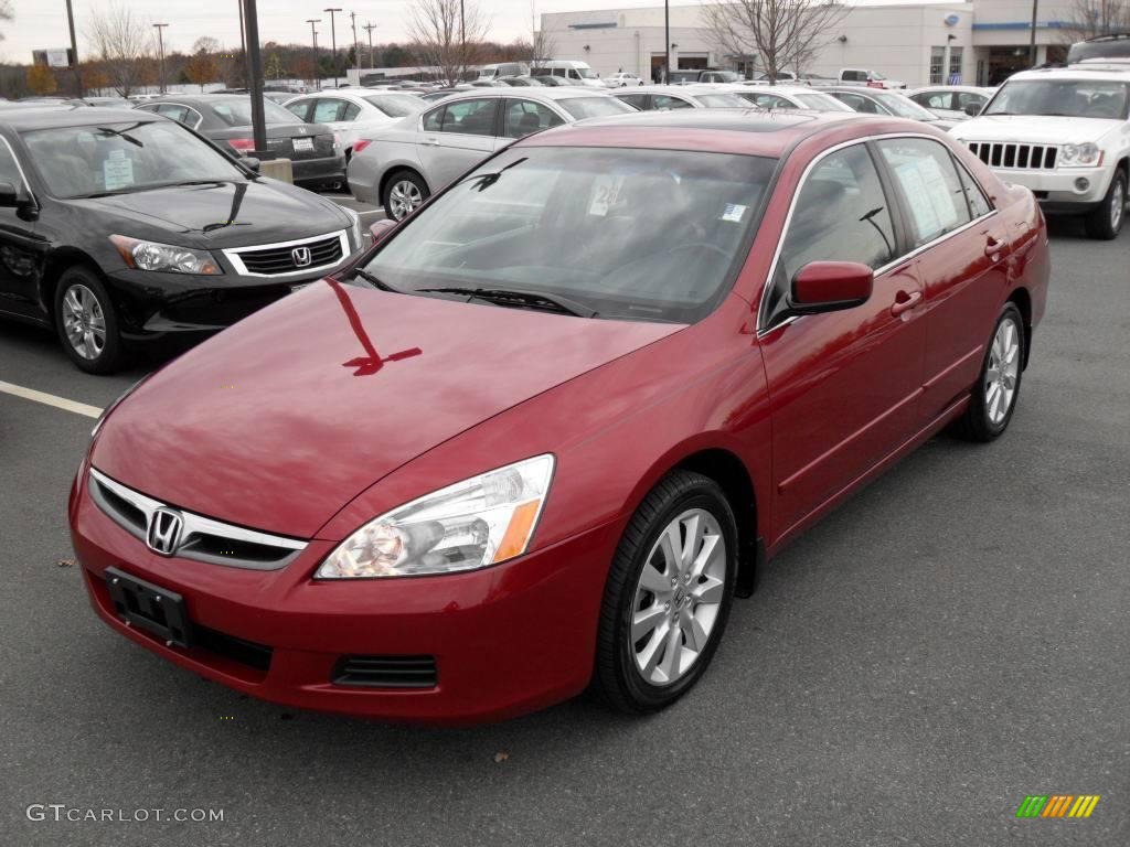 2007 Accord EX-L V6 Sedan - Moroccan Red Pearl / Gray photo #1