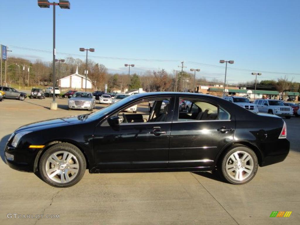 2008 Fusion SEL V6 - Black Ebony / Medium Light Stone photo #2