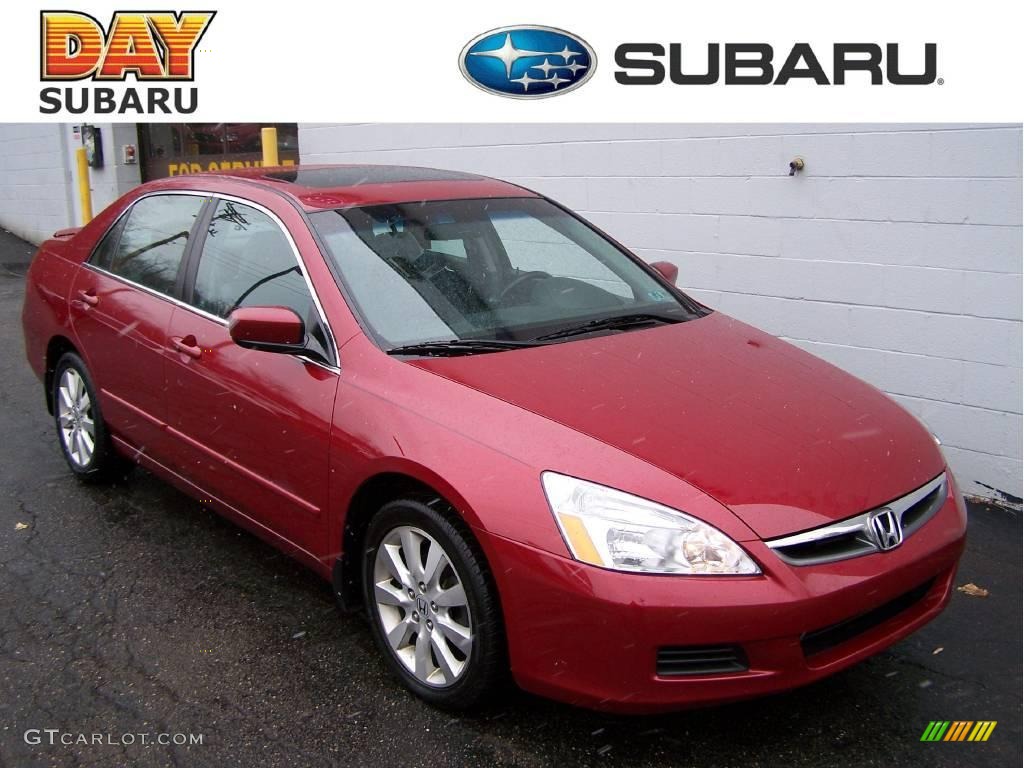 2007 Accord EX-L V6 Sedan - Moroccan Red Pearl / Gray photo #1