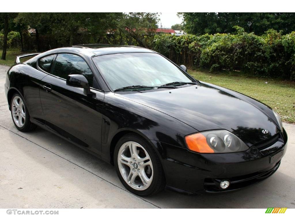 2003 Tiburon GT V6 - Jet Black / Black photo #8