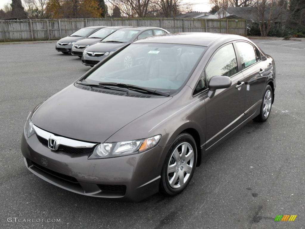 2010 Civic LX Sedan - Urban Titanium Metallic / Beige photo #1