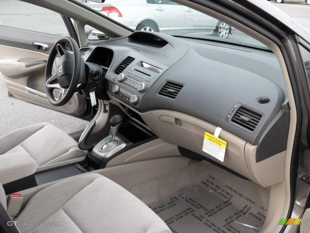 2010 Civic LX Sedan - Urban Titanium Metallic / Beige photo #17