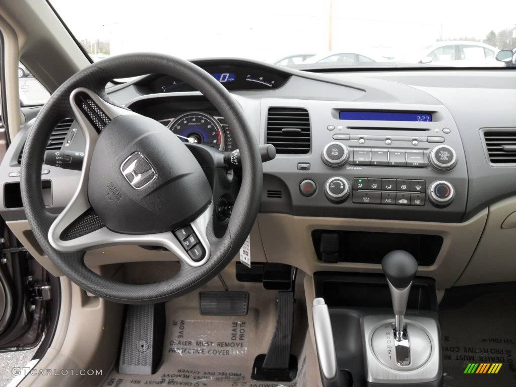 2010 Civic LX Sedan - Urban Titanium Metallic / Beige photo #23
