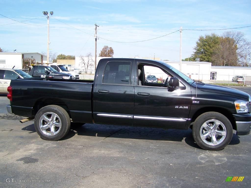 2008 Ram 1500 Big Horn Edition Quad Cab - Brilliant Black Crystal Pearl / Medium Slate Gray photo #2