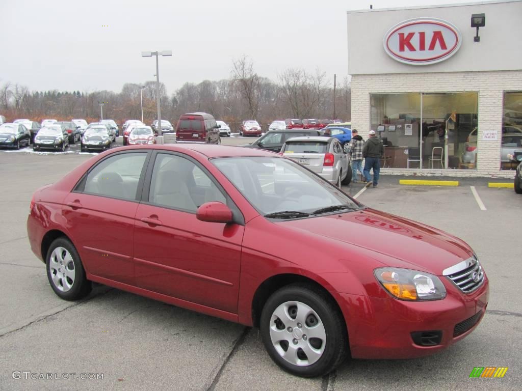 2009 Spectra EX Sedan - Spicy Red Metallic / Beige photo #1