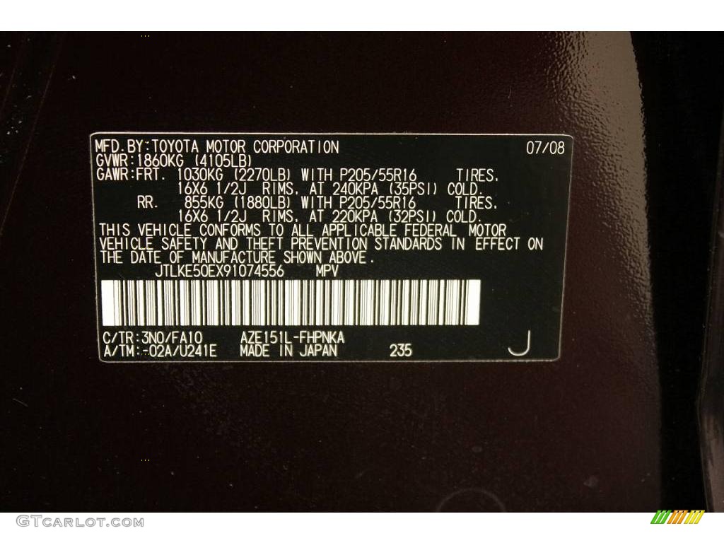 2009 xB Color Code 3N0 for Black Berry Crush Metallic Photo #22965024