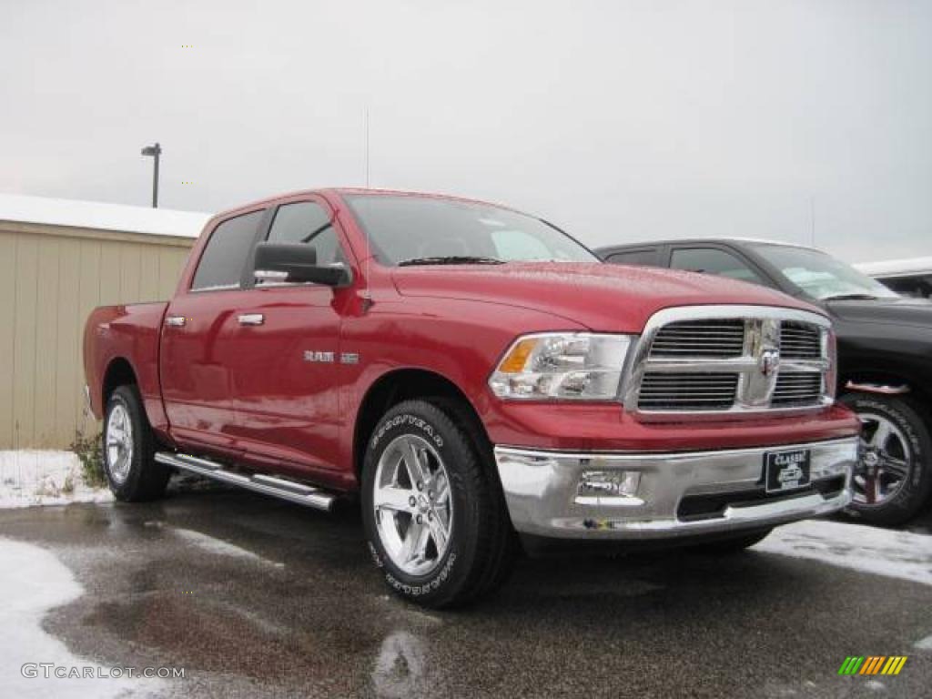 2010 Ram 1500 SLT Crew Cab 4x4 - Inferno Red Crystal Pearl / Dark Slate/Medium Graystone photo #3