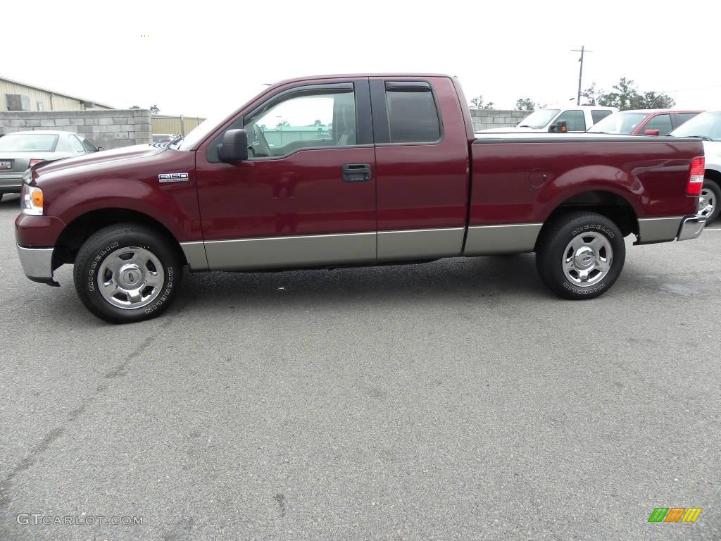 2006 F150 XLT SuperCab - Dark Toreador Red Metallic / Tan photo #2