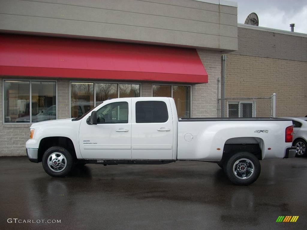 2010 Sierra 3500HD SLT Crew Cab 4x4 Dually - Summit White / Ebony photo #3
