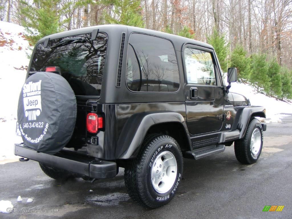 2002 Wrangler Sahara 4x4 - Black / Camel Beige/Dark Green photo #5