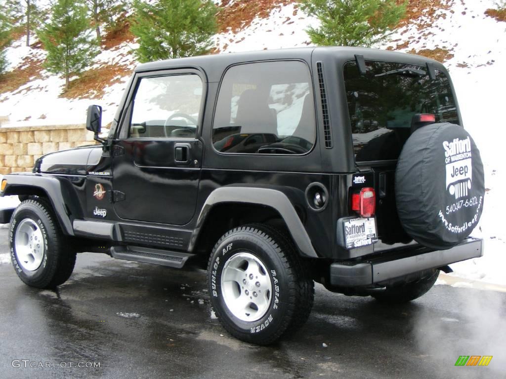 2002 Wrangler Sahara 4x4 - Black / Camel Beige/Dark Green photo #7