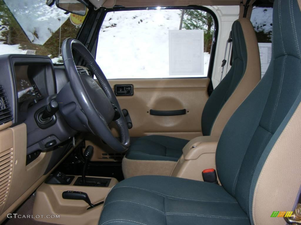 2002 Wrangler Sahara 4x4 - Black / Camel Beige/Dark Green photo #13