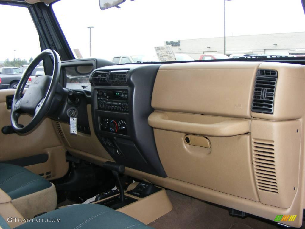 2002 Wrangler Sahara 4x4 - Black / Camel Beige/Dark Green photo #16