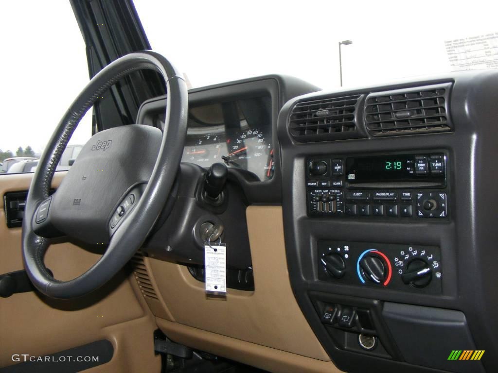 2002 Wrangler Sahara 4x4 - Black / Camel Beige/Dark Green photo #17