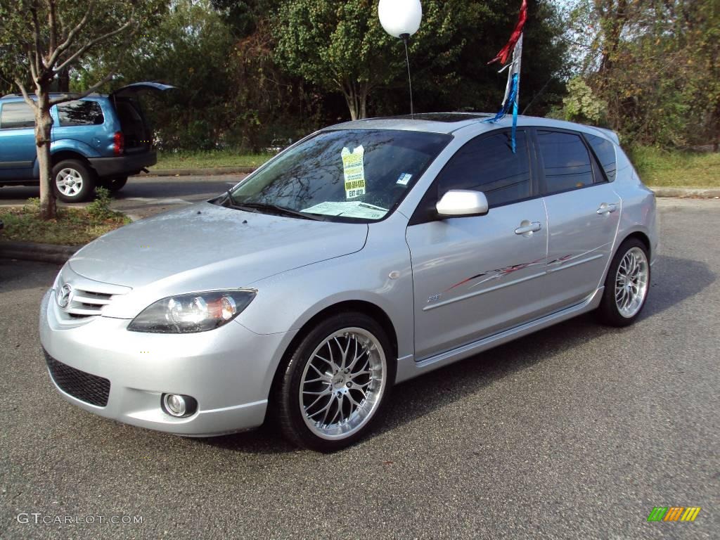 2005 MAZDA3 s Hatchback - Sunlight Silver Metallic / Black/Red photo #1