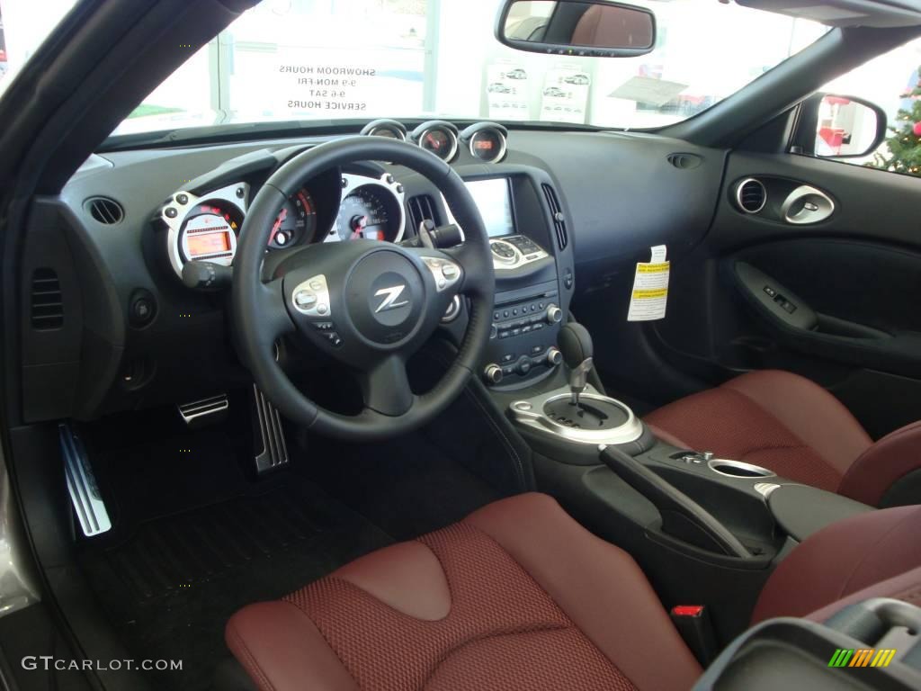 Wine Leather Interior 2010 Nissan 370Z Sport Touring Roadster Photo #23035553