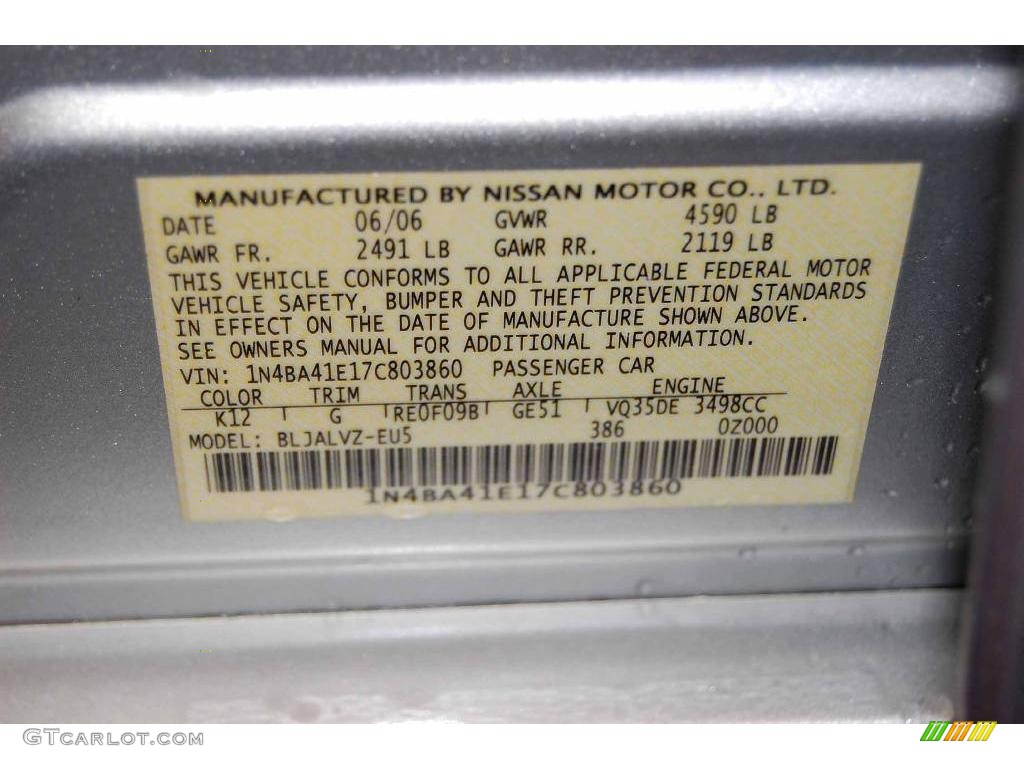 2007 Maxima 3.5 SE - Radiant Silver Metallic / Charcoal photo #18