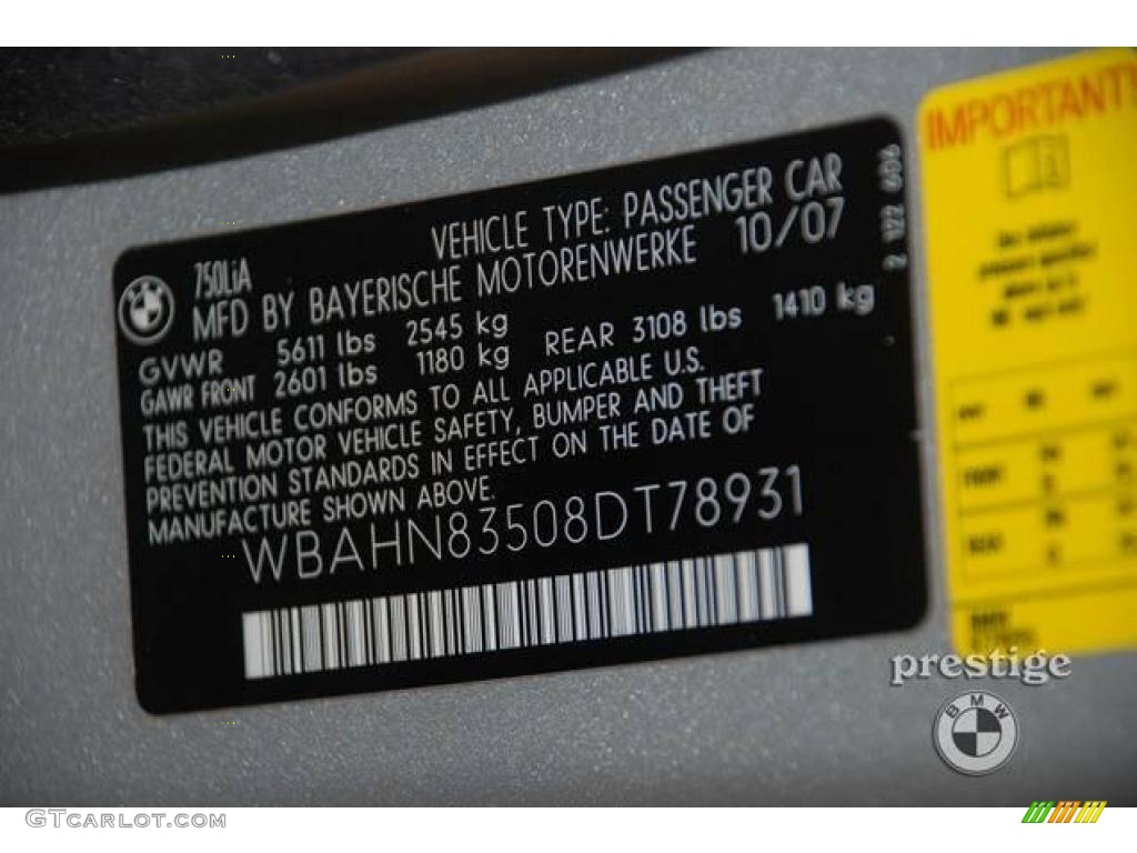 2008 7 Series 750Li Sedan - Titanium Silver Metallic / Black photo #7