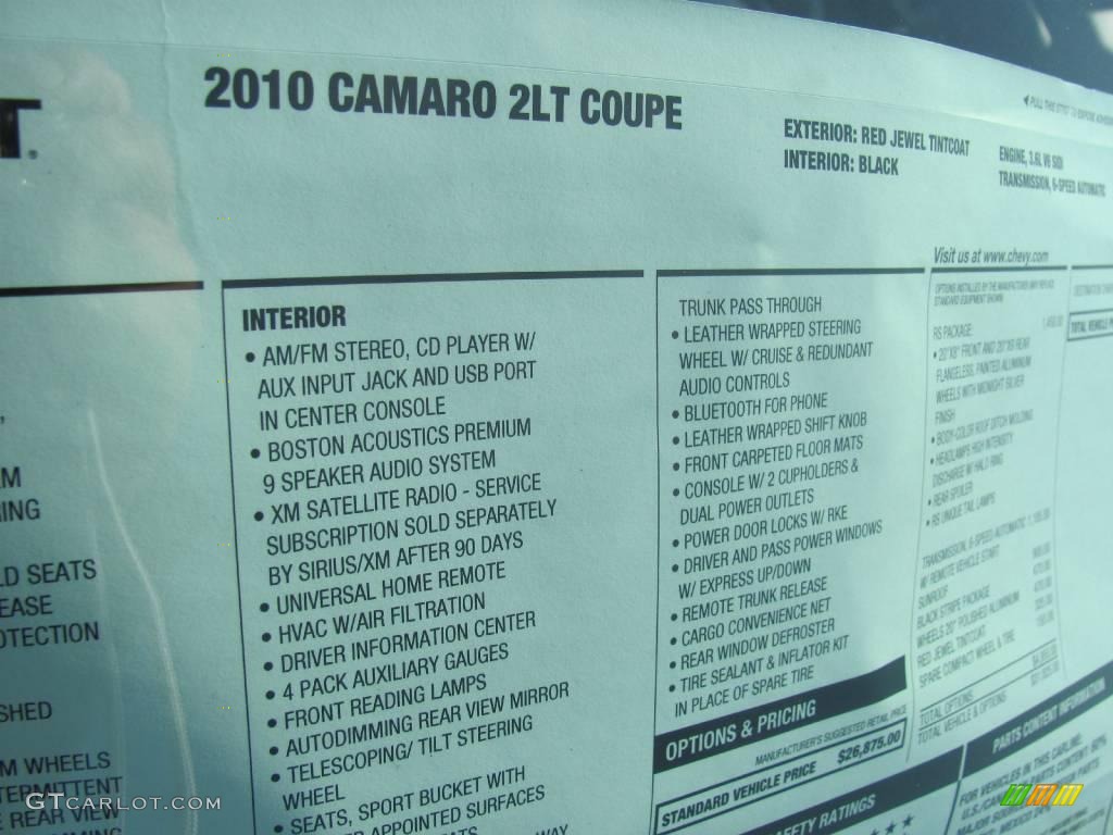 2010 Camaro LT/RS Coupe - Red Jewel Tintcoat / Black photo #42