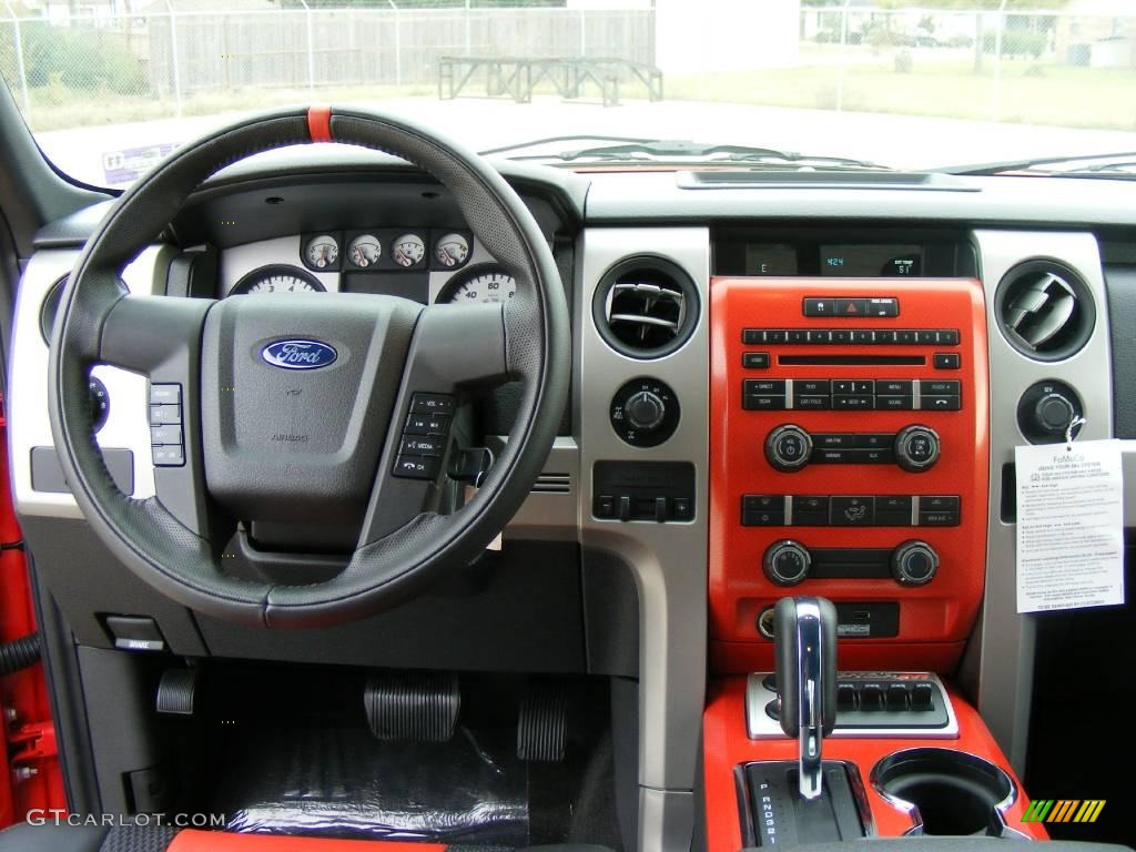 2010 Ford F150 SVT Raptor SuperCab 4x4 Raptor Black/Orange Dashboard Photo #23096447