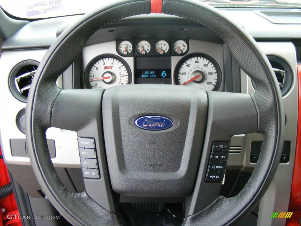 2010 Ford F150 SVT Raptor SuperCab 4x4 Raptor Black/Orange Steering Wheel Photo #23096547