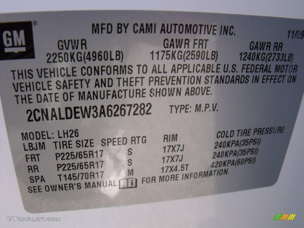 2010 Equinox LT - Summit White / Jet Black/Light Titanium photo #21