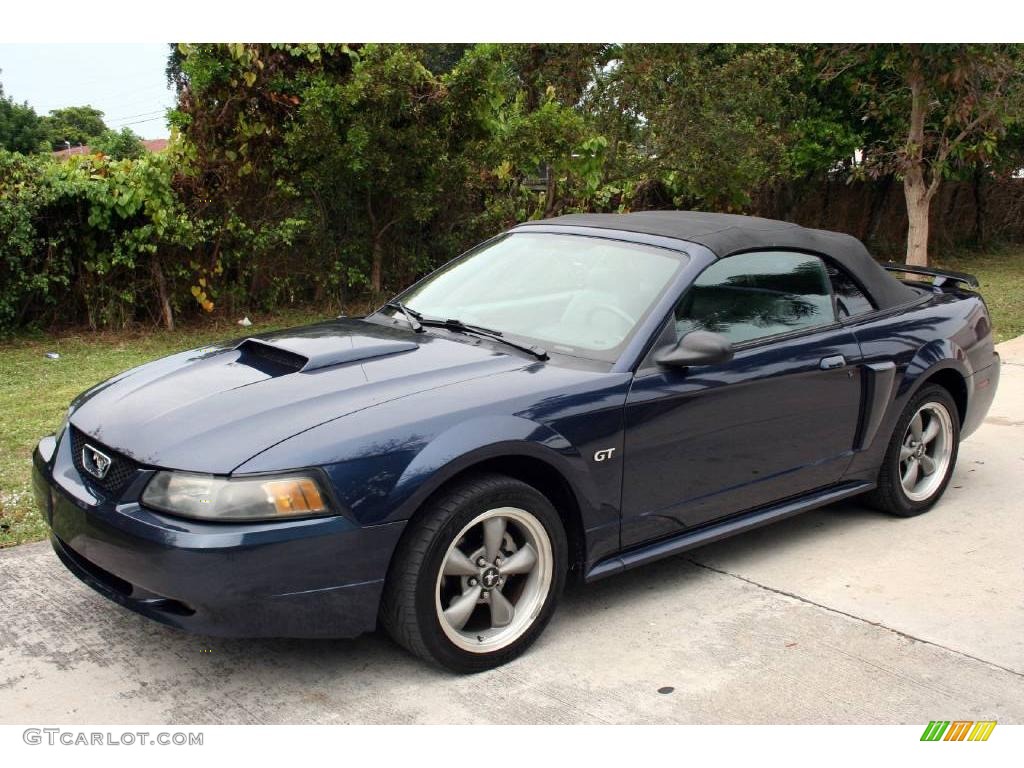 2001 Mustang GT Convertible - True Blue Metallic / Medium Graphite photo #2