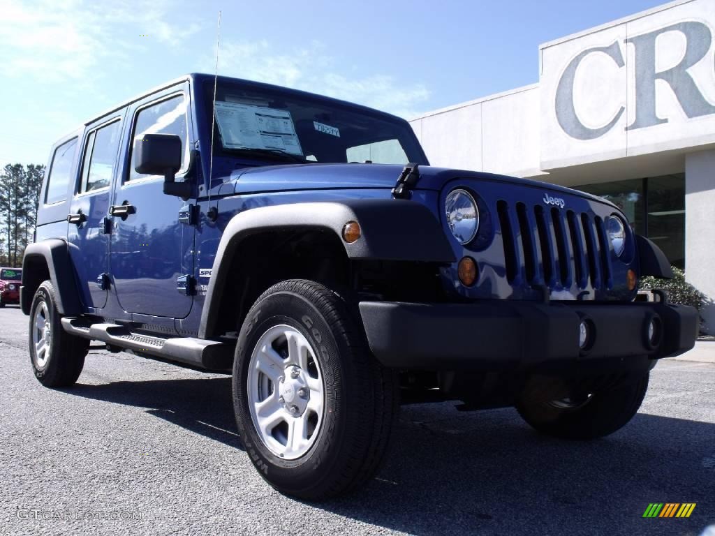 2010 Wrangler Unlimited Sport 4x4 - Deep Water Blue Pearl / Dark Slate Gray/Medium Slate Gray photo #2