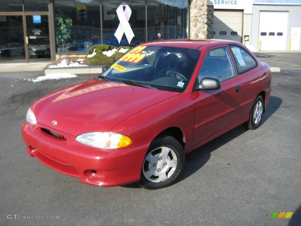1999 Accent GS Coupe - Cherry Red / Gray photo #1