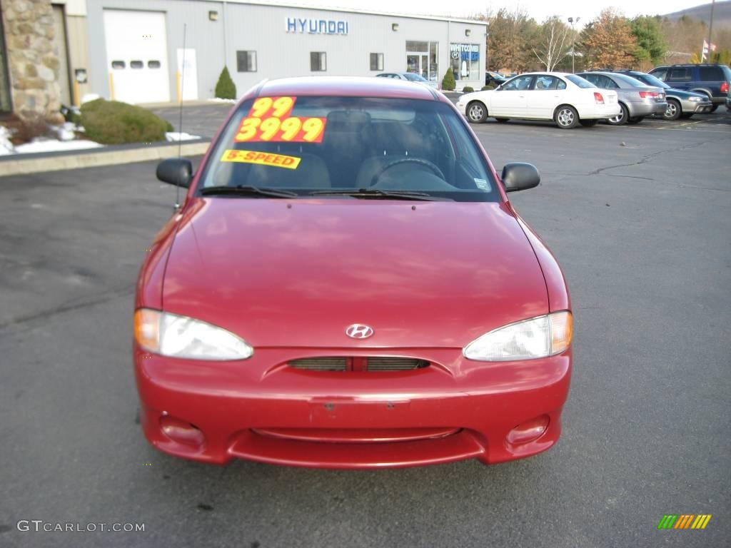 1999 Accent GS Coupe - Cherry Red / Gray photo #3