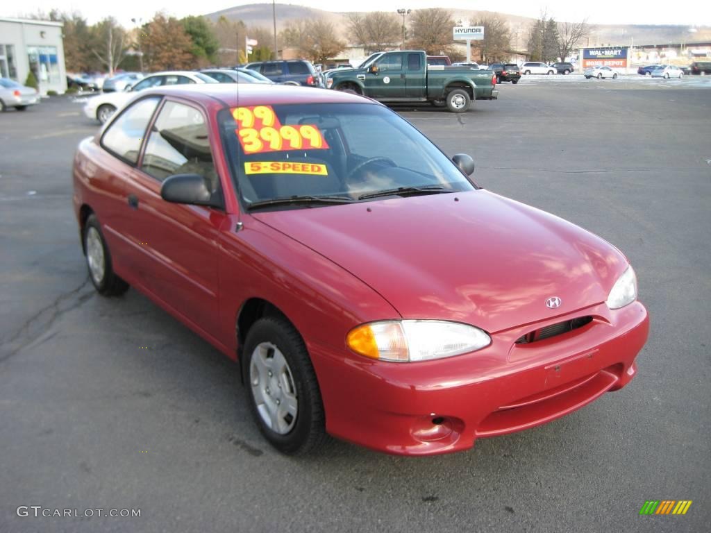 1999 Accent GS Coupe - Cherry Red / Gray photo #4