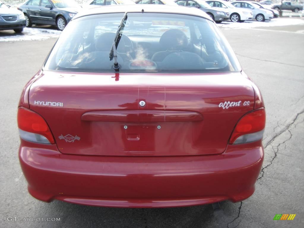 1999 Accent GS Coupe - Cherry Red / Gray photo #8
