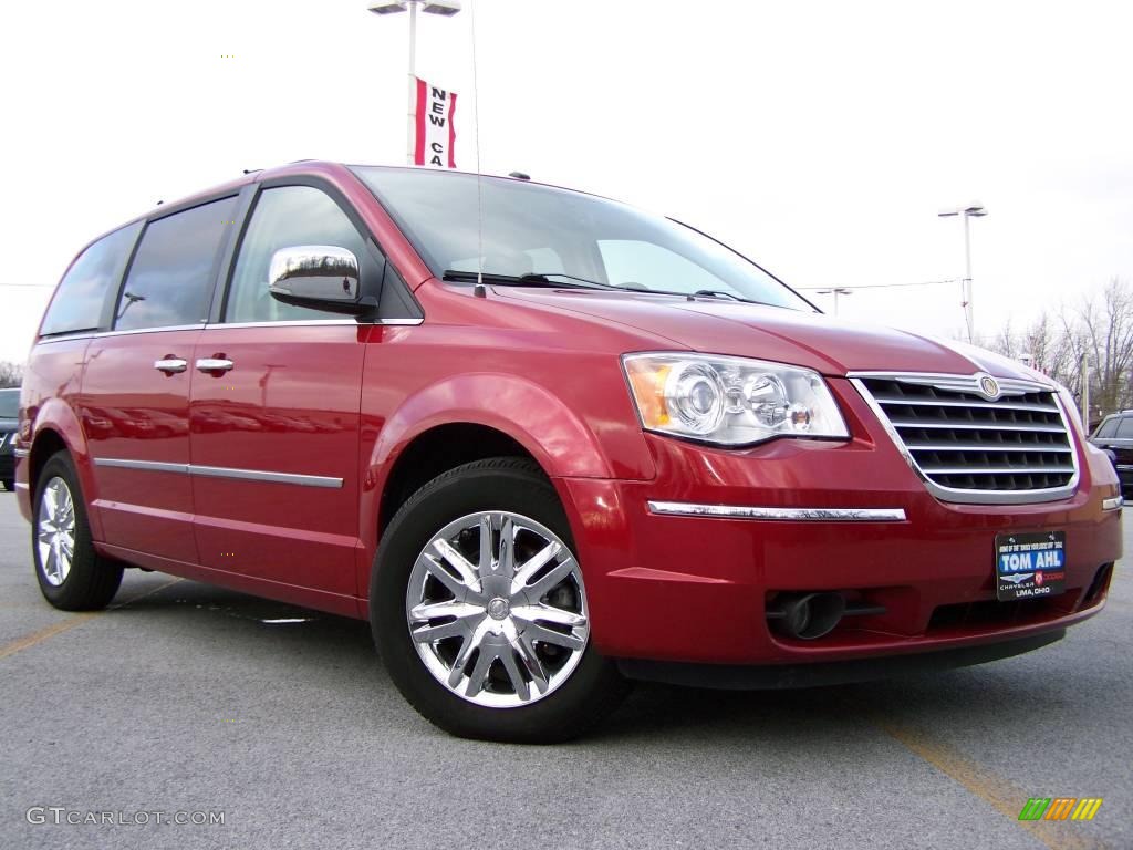 2008 Town & Country Limited - Inferno Red Crystal Pearlcoat / Medium Pebble Beige/Cream photo #1