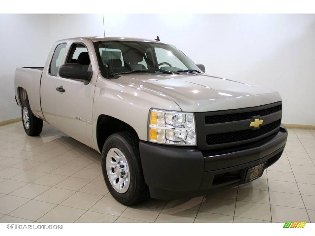 2008 Silverado 1500 Work Truck Extended Cab - Silver Birch Metallic / Dark Titanium photo #1