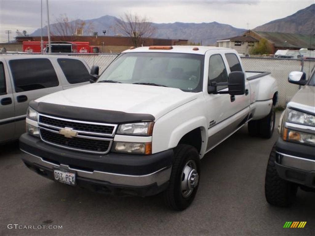 2006 Silverado 3500 LT Crew Cab 4x4 Dually - Summit White / Medium Gray photo #1