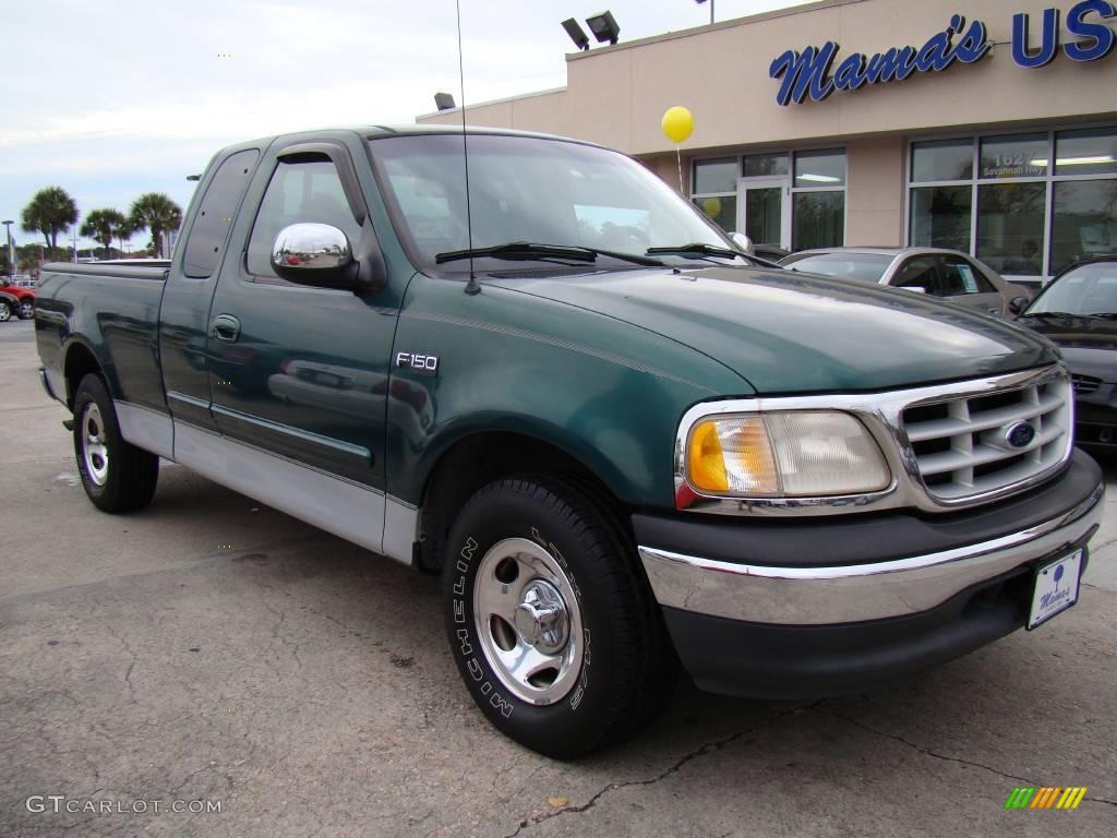 1999 F150 XL Extended Cab 4x4 - Woodland Green Metallic / Medium Graphite photo #2