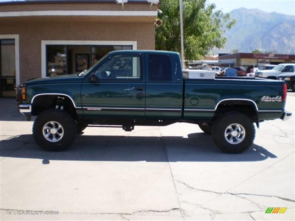 1995 Sierra 1500 SLE Extended Cab 4x4 - Forest Green Metallic / Dove Gray photo #1