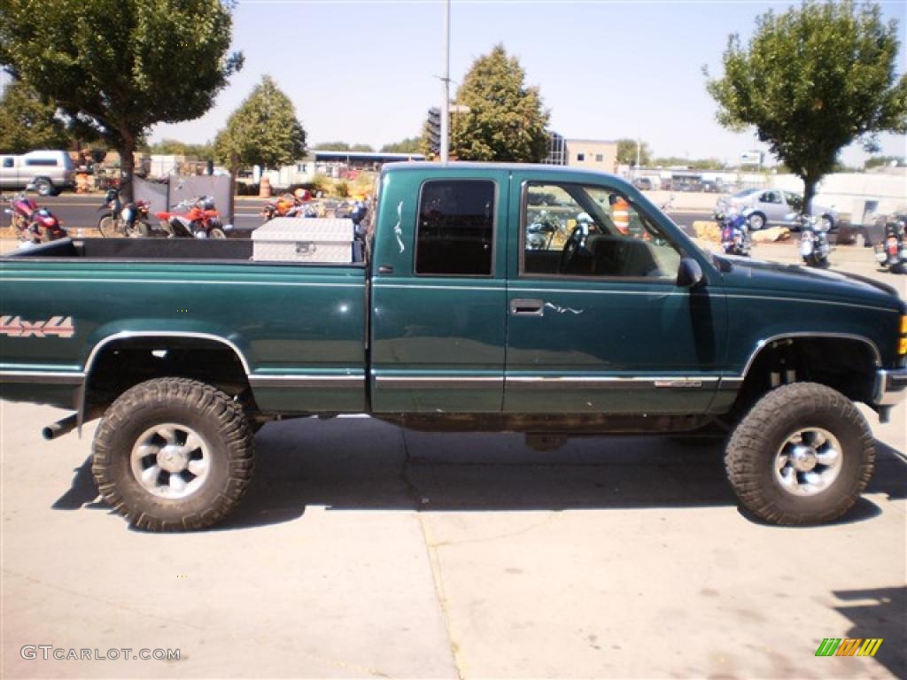 1995 Sierra 1500 SLE Extended Cab 4x4 - Forest Green Metallic / Dove Gray photo #5