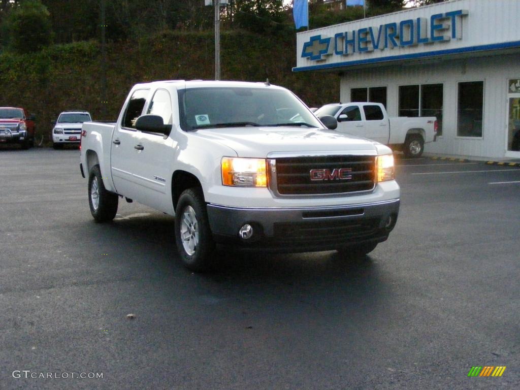 2010 Sierra 1500 SLE Crew Cab 4x4 - Summit White / Very Dark Cashmere/Light Cashmere photo #1