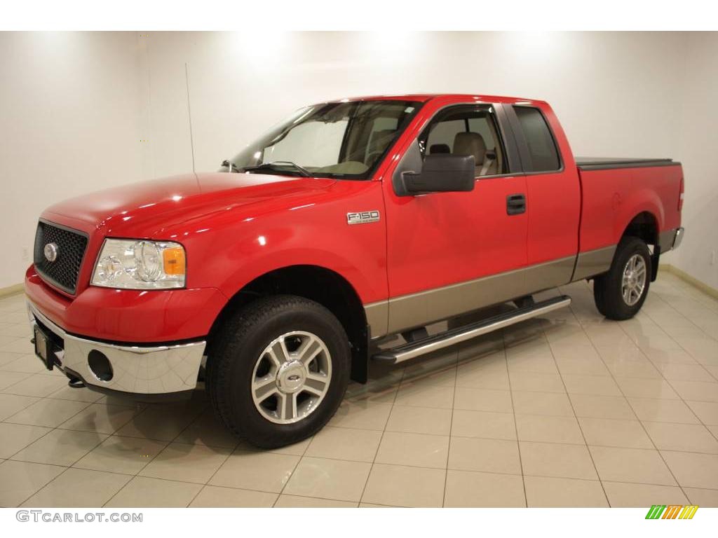 2006 F150 XLT SuperCab 4x4 - Bright Red / Tan photo #3