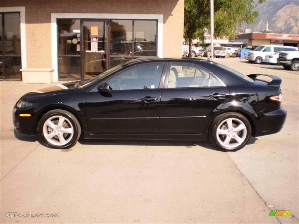 2007 MAZDA6 i Sport Sedan - Onyx Black / Beige photo #1