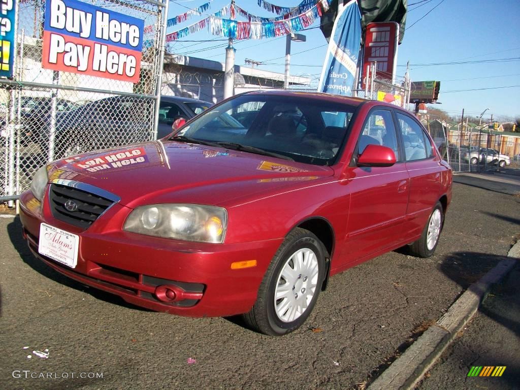 2004 Elantra GLS Sedan - Crimson Dark Red / Gray photo #2