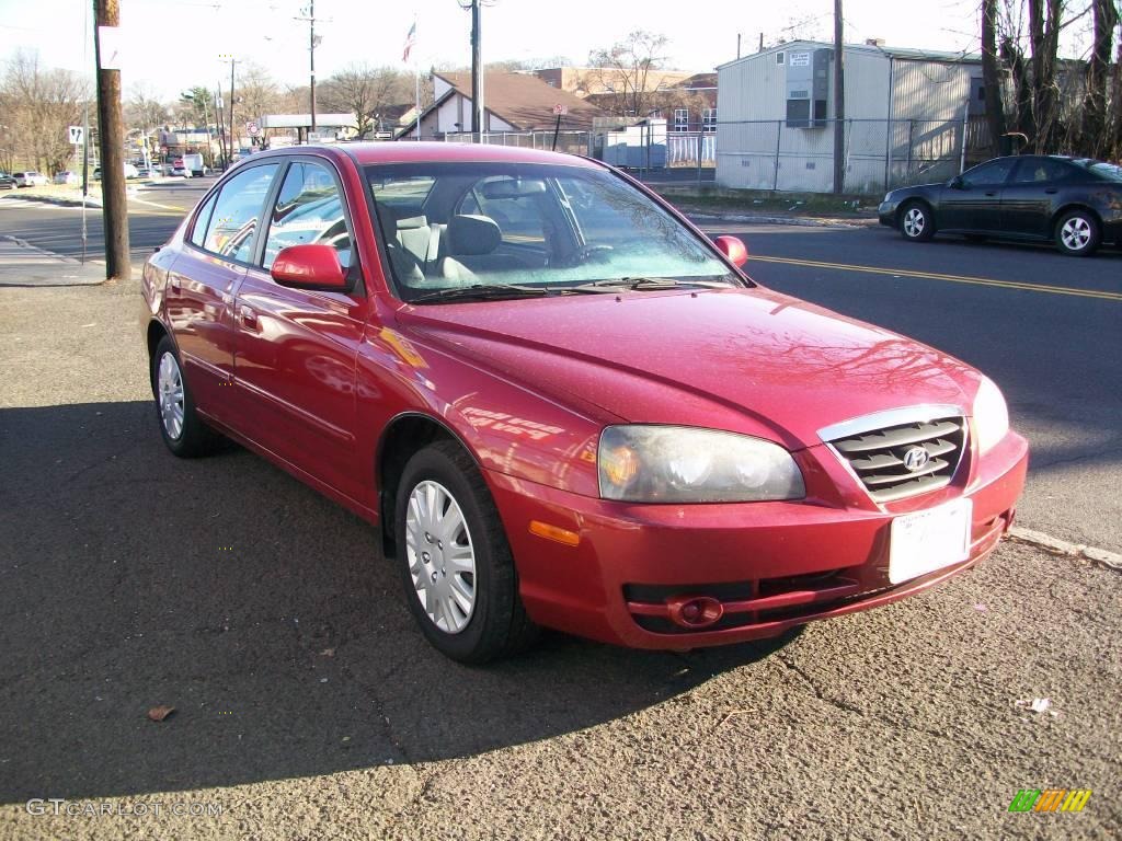 2004 Elantra GLS Sedan - Crimson Dark Red / Gray photo #3