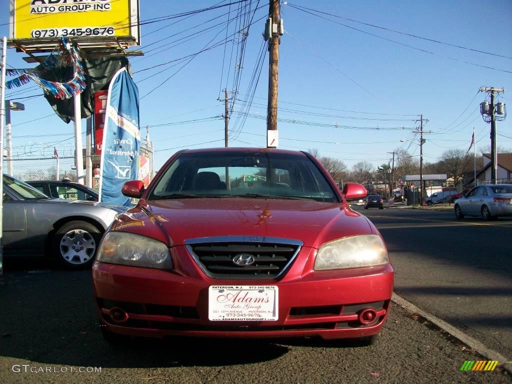 2004 Elantra GLS Sedan - Crimson Dark Red / Gray photo #4