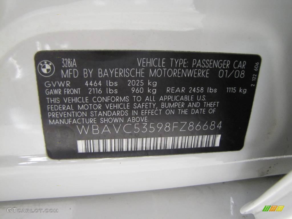 2008 3 Series 328i Sedan - Alpine White / Black photo #14