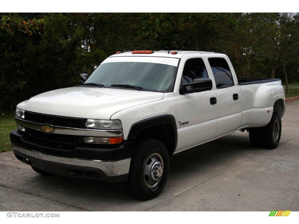 2001 Silverado 3500 LT Crew Cab 4x4 Dually - Summit White / Graphite photo #1