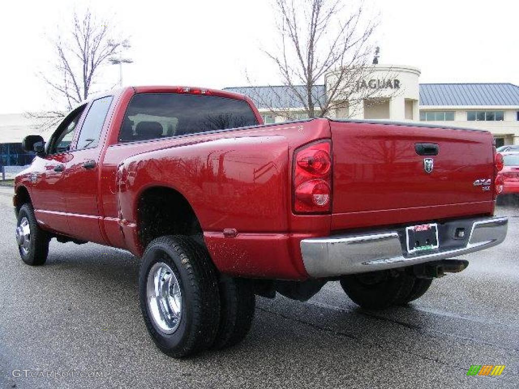 2007 Ram 3500 SLT Quad Cab 4x4 Dually - Inferno Red Crystal Pearl / Medium Slate Gray photo #3